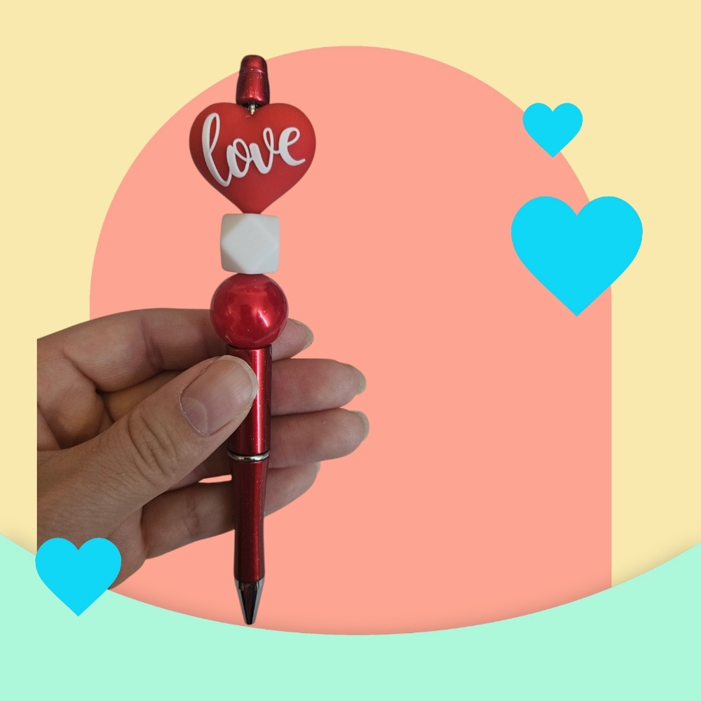 Love Valentines Beaded Pen